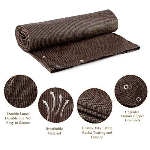 90% Outdoor Sun Shade Cloth, 6’ x 20’, Pergola, Deck, and Backyard Patio Sunshade with UV Protection, Heat Resistant HDPE Material, Reinforced Grommets (6x20 FT，Brown) - color: 2-brown, size: 6x20 FT
