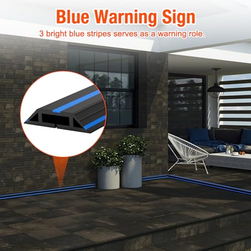 Eapele Floor Cord Cover 10ft Cord Covers for Wires on Floor, Heavy Duty Extension Cord Cover, Rubber Floor Cable Cover, Prevent Trip Hazard for Sidewalk Home Office Outdoor or Indoor Settings - color: Blue & Black, size: 10 feet-1pc