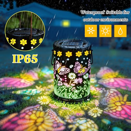 Solar Lanterns Outdoor Waterproof Solar Lights Outdoor Butterfly Gifts for Mother's Day Women Mom Grandma, Metal Hanging Solar Lights Garden Decor for Patio, Yard, Lawn, Porch, Backyard - style: Butterfly