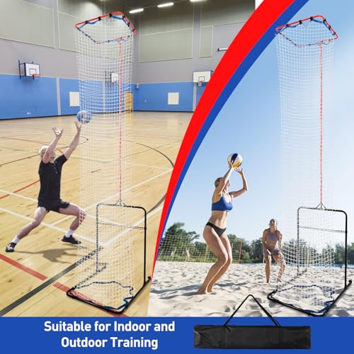 Volleyball Setter Training Equipment 8 Adjustable Heights,Sturdy and Durable 130inch Volleyball Setter Training Net 6 Adjustable Angles for Indoor and Outdoor Training - color: Red