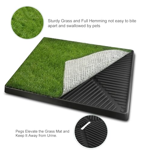 Dog Grass Pad with Tray, Dog Litter Box, Grass Pad for Dogs Indoor&Outdoor, Dog Potty Tray, Washable Puppy Pee Pad Turf for Dogs to Pee on Balcony Patio (25" x 21")