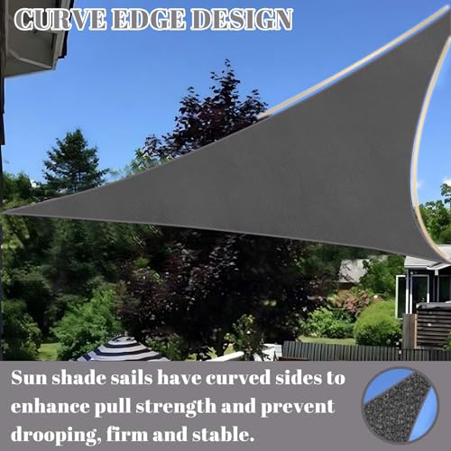 Cool Area Sun Shade Sail 10x10x14FT Triangle Shade Canopy Outdoor Shade Cover for Patio Backyard Deck Garden, Dark Grey