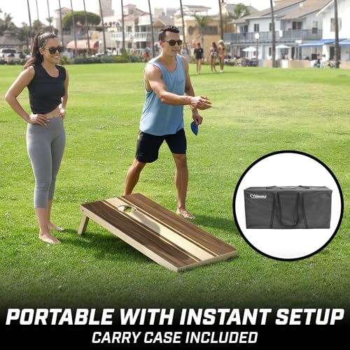 GoSports 4 x 2 ft Regulation Size Wood Cornhole Boards - 10 Vintage Wood Designs (Choose Your Style) - color: Walnut