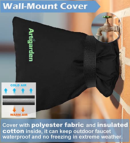 Artigarden Outdoor Faucet Covers for Cold Winter Outside Insulated Water Hose Bib Sock Protector, Black (2 Pack) - color: Black, size: 2PCS-M