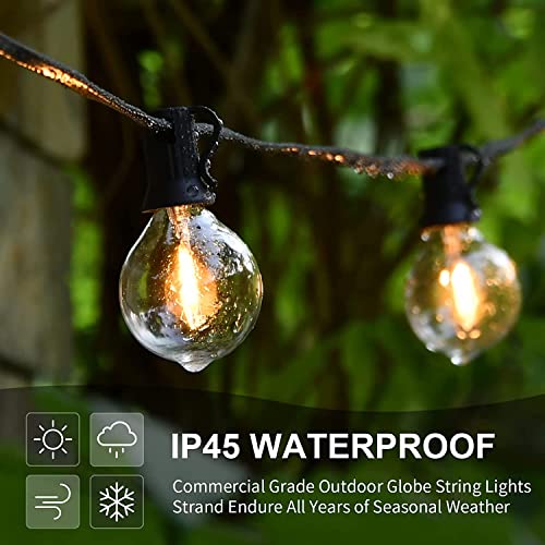 Outdoor String Lights 200FT 2-Pack LED Outside Waterproof Patio Lights Backyard Heavy-Duty Shatterproof Plastic G40 Bulbs 0.6W Efficient Connectable Globe Light Decor Yard Café Exterior - color: Black Wire, size: G40 200FT