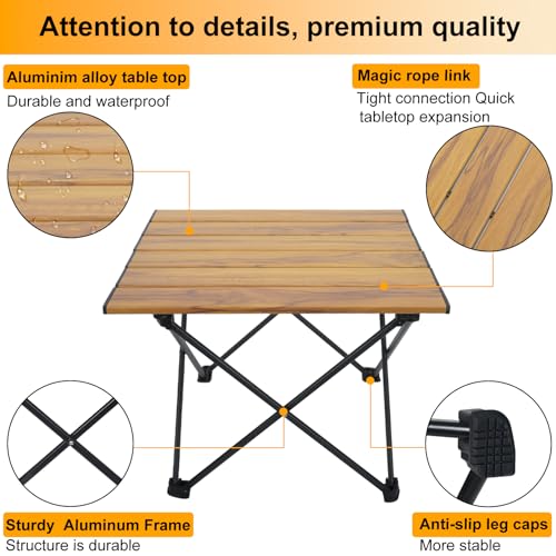 Foldable Camping Side Table, Ultralight Small Beach Aluminum, Portable Outdoor Table with Carry Bag and Storage for Picnic, Grill, Hiking, Fishing, Sand, Camping, Nature - color: Nature, size: 16‘’ Small