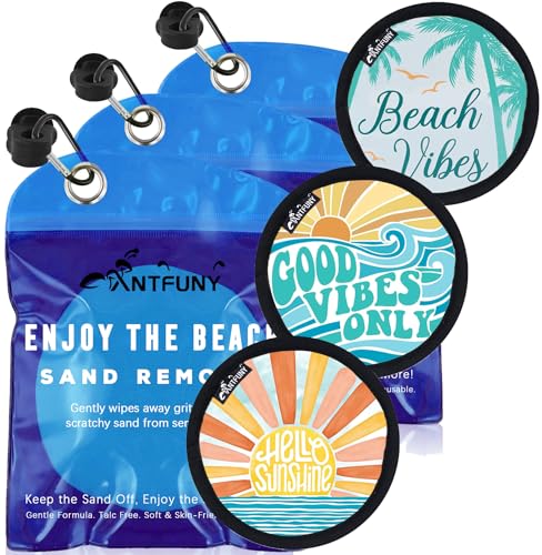 Antfuny 3 Pack Sand Rremover for Beach Sand Eraser for Vacation Adult Turkish Towel Microfiber Large Chair Umbrella Backpack Towel Folding Tent Sun Shelter Portable Shade Canopy Blanket Mat Table - color: 3pcs Sunshine Good Wave