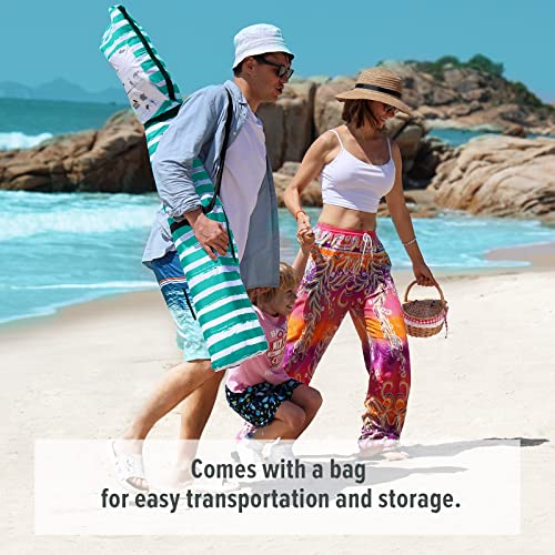 Qipi Beach Cabanas for Sand, Beach Canopy with Sandbags & Side Wall for Family, Easy Set Up Sun Shelter, UPF 50+ UV Protection with Roof Vent - color: 6' x 6' Jervis Bay