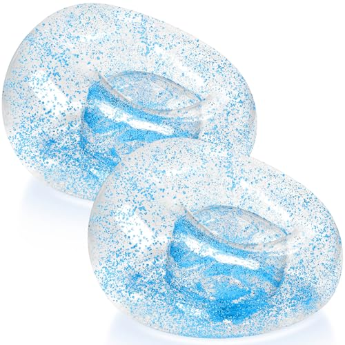 Realspring Inflatable Bean Bag Chair for Adult Bean Bag Sofa Chair Blow up Inflatable Furniture for Outdoor Living Room Bedroom Balcony Travel Party Gift Accessories(Blue Glitter,2 Pcs) - color: Blue Glitter