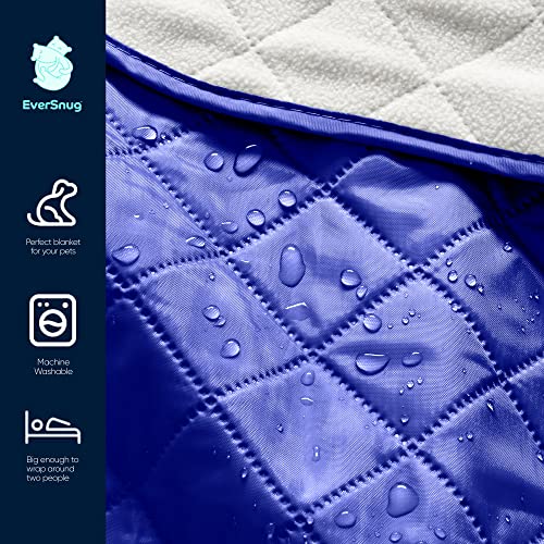 EverSnug Large Waterproof Outdoor Blanket - Extra Thick Premium Quilted Fleece, Waterproof & Windproof, Great for Camping, Picnics, Beaches, Stadiums, Dogs - color: Navy Blue