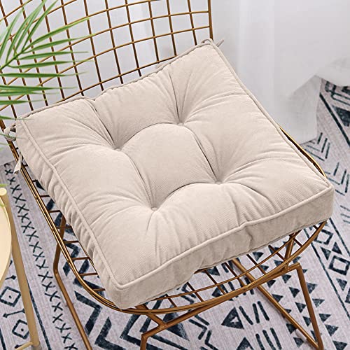 Furlide Chair Cushion with Ties 18 x 18 Inch Indoor Outdoor Cushions for Dining Chairs Set of 2, Square (Beige, 18 x 18 Inch) - color: Beige