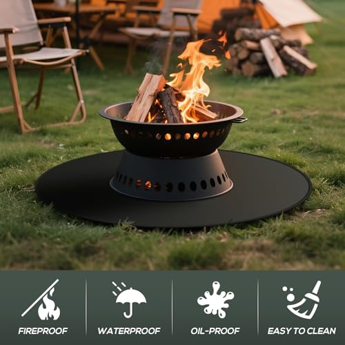 24inch Fire Pit Mat, Round Under Grill Blanket for Outdoor Grill, Fireproof Mat, Oil Proof Waterproof Under Floor BBQ Accessories Protector for Solo Stove Accessories - size: 24inch