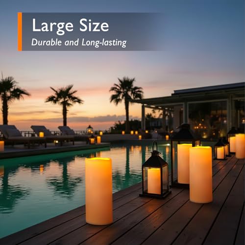 Homemory 12" x 5" Large Waterproof Outdoor Flameless Candles with Remote Control and Timer, Battery Operated Flickering LED Pillar Candles for Outdoor Larterns, Porch, Long Lasting, Set of 2 - color: Ivory White, size: 5"x 12"