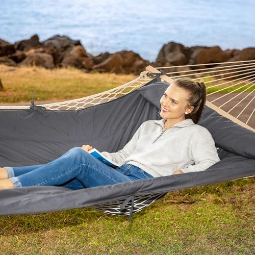 SUNCREAT Hammocks for Outside, Two Person Hammock for Patio, Garden, Porch, Outdoor, Dark Grey - color: A-dark Grey