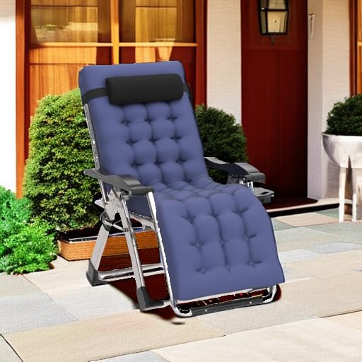 Slsy Zero Gravity Chair, Reclining Lounge Chair with Removable Cushion & Tray for Indoor and Outdoor, Patio Recliner Folding Reclining Chair - color: Lake, style: Zero Gravity Chair