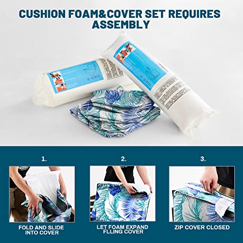 ARTPLAN Deep Seat Outdoor Patio Chair Cushions,2-Piece Seat and Back Cushion Set 24x24x6 and 18x24 Inches,Square,Floral,Blue White Flowers - color: Blue White