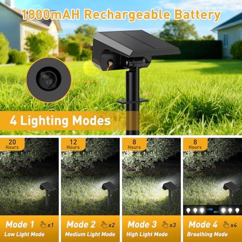 Solar Spot Lights Outdoor Waterproof IP65, [12 Pack/100 LED/4 Modes] 2-in-1 Solar Landscape Spotlights, Auto On/Off High Lumens Spot Lights for Outside Yard Garden Pathway(Cool White) - color: Cool White, size: 12 Pack