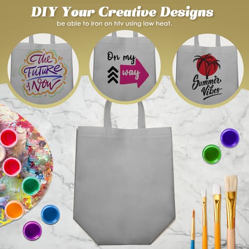 Reginary 100 PCS Reusable Totes Bags - Non Woven Grocery Handle Bags for Shop Events & Retail Store(Gray) - color: Gray