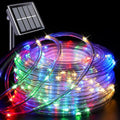 YEGUO Solar Rope Lights Outdoor Waterproof, 66ft 200 LED Multicolor String Lights, 8 Modes Fairy Lights in Clear Thin Tube - color: Multicolor