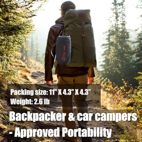 GOLDCAMP Waterproof Camping Tarp，70D Nylon 10X10FT Hammock Rain Fly ，UV 50+ and PU15000mm Tent Tarp Shelter Canopy，Heavy Duty Multifunctional Sun Shade or Rain Fly Essentials for Hiking Backpacking - size: 10X10FT