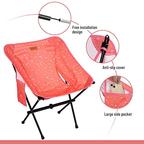 G2 GO2GETHER Protable Lightweight Chair for Youth, Compact Folding Size 15.7“×4.7", Only Weights 2.6lbs, 600D Oxford Fabric, Durable Aluminum Alloy Frame, Easy to Storage & Carry(Pink)