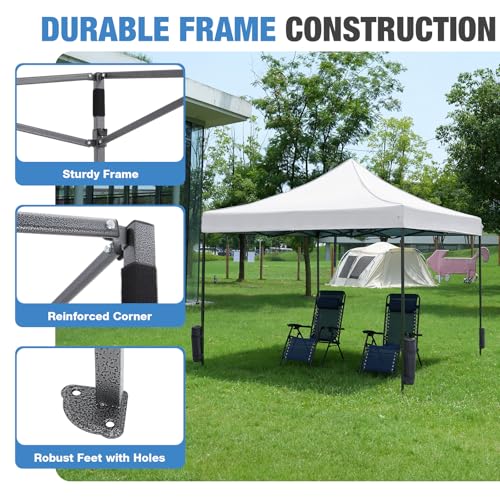 NEWBULIG 10x10 FT Pop Up Canopy Tent, Heavy Duty Outdoor Sun Shade Shelter with Sand Bags, Portable Instant Canopy for Camping, Beach, Backyard, Patio, Classic White - color: Classic White, size: 10x10FT