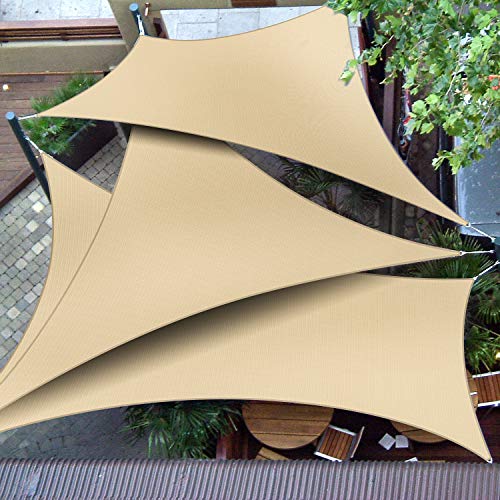 Patio Paradise 3' x 3' x 3' Sun Shade Sail Triangle Canopy Shade Cloth Fabric Sunlight Block Patio Pergola Cover HDPE Deck Awning for Outdoor Backyard Roof Shading, Sand - color: Sand, size: 3' x 3' x 3'