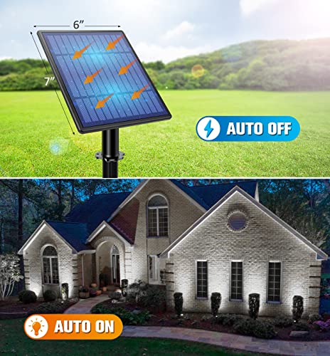 APONUO Metal Solar Spot Lights Outdoor with 9.8ft Cable Solar Powered Landscape Lighting Low Voltage IP65 Waterproof Auto On/Off for Outside Garden Yard Landscape Pathway Garage-Cool White(2-in-1) - color: Cool White, size: 2-IN-1