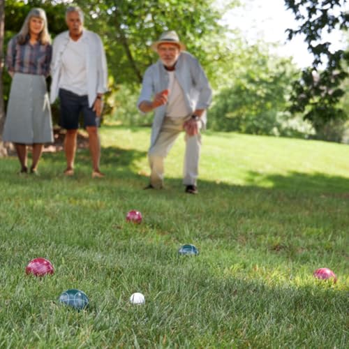 Trademark Games Bocce Ball Set Regulation Size - Lawn Game for Backyard or Beach - Includes Red and Green Bocce Balls, Pallino, and Carrying Case