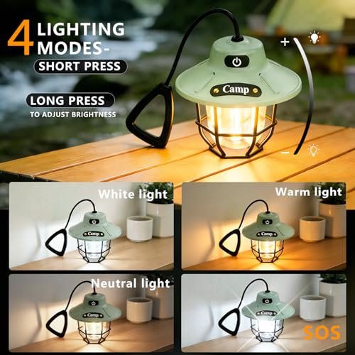 Camping Lantern Rechargeable，1200 Lumens LED Tent Light with 4 Light Modes, USB Portable Outdoor Flashlight for Camping, Hiking, Emergencies, Power Outages, SOS (Light Green) - style: Light Green