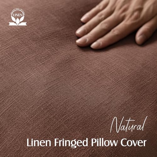 Foindtower Decorative Linen Fringe Throw Pillow Covers Cozy Boho Farmhouse Cushion Cover with Tassels Soft Accent Pillowcase for Chair Sofa Bed Living Room Home Decor, 16×16 Inch,1PC,Rust Red - color: Autumn Glaze, size: 16" x 16" (Pack of 1)