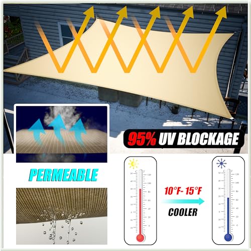 Amgo 12' x 12' x 17' Beige Right Triangle Sun Shade Sail Canopy Awning Cloth AGTAPRT12 - UV Blockage, Water & Air Permeable, Heavy Duty Commercial Grade, Outdoor Patio Garden (We Make Custom Size) - color: Beige, size: 12' x 12' x 17'