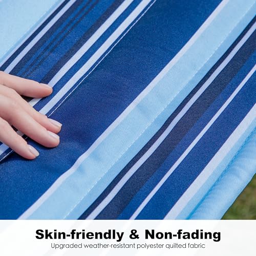 GAFETE 2 Person Hammock with Stand for Outside, Heavy Duty Steel Stand, Double 55inch Hammocks, Large Removable Pillow, Storage Bags, Max 475 lbs Capacity (Pacific Stripe Blue) - color: Pacific Stripe Blue