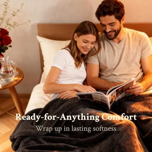 Waterproof Blanket for Bed - King Sized (80"x90") Plush Water Proof Blanket to Protect Furniture, Stain Resistant, Leak-Proof, Double-Sided Flannel & Sherpa Fleece, Reversible Black & Grey - color: Black & Grey, size: Queen/King (80"x90")