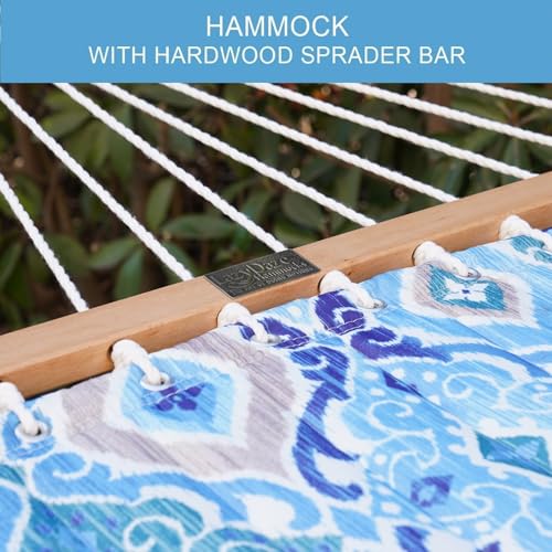 Lazy Daze Hammocks 12FT Quilted Fabric Hammock with Soft Pillow, Double 2 Person Tree Hammock with Spreader Bar for Outdoor Outside Patio Garden Yard Pool Beach, 450lbs Capacity - color: Floral Auqa