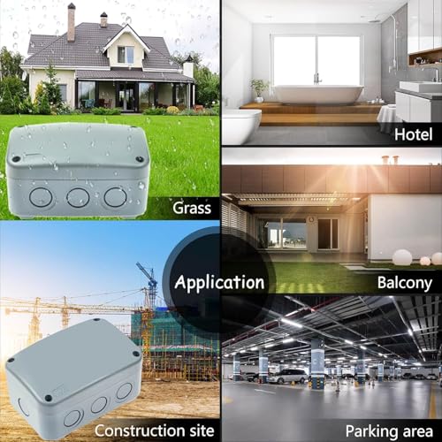 NineLeaf Outdoor Junction Box,IP66 Weatherproof Electrical Project Boxes PVC/ABS Plastic Enclosure Box Universal Watertight 4.9 x 3.3 x 2.3 inch (125x86x62mm), with 4PK 20mm Cable Gland Grey(10 Sets) - color: 10PK, size: Medium+4*M20