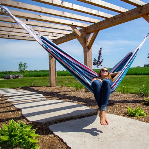 Vivere Brazilian Style Double Hammock, Denim (BRAZ212) - color: Denim