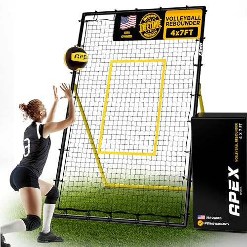 Apex Sports Adjustable Volleyball Rebounder Net 7x4 ft – Bounce Back Training Equipment with Angle Customization for Practicing Volleying, Bumping, Spiking – Durable & Portable with Travel Bag