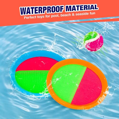 Toss and Catch Ball Game Set - Outdoor & Indoor Sports Toys for Kids - Outside Games for Yard, Lawn, Camping, Beach, Pool - Classic Sticky Paddle Ball Toy for 3 4 5 6 7 8-12 Year Old Boys Girls Gifts - color: Blue Orange