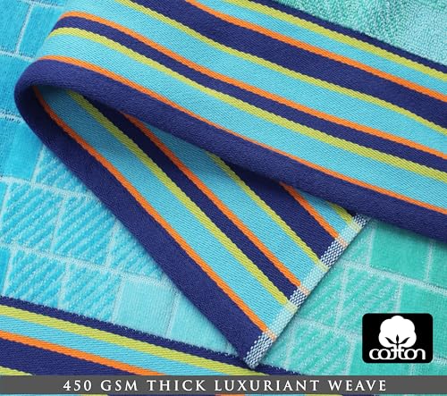 COTTON CRAFT Oversized Beach Towels - 2 Pack XXL 35x84 - The Big Kahuna 7 Foot Extra Large Beach Blanket Towel - Big & Tall - 100% Cotton Jacquard Velour Soft Luxury Towel - Pool Bath - Blue Tiles - color: Blue Tiles, size: 2 Pack - 35x84