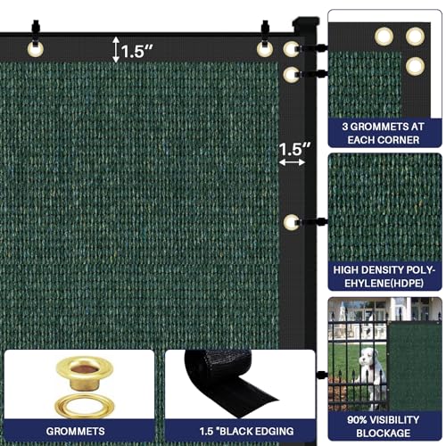 WINDSCREEN4LESS 6' x 2' Privacy Fence Screen in Green W/ Brass Grommet 85% Blockage Windscreen Outdoor Mesh Fencing Cover Netting 150GSM Fabric - Custom Size - color: Green, size: 6' x 2'