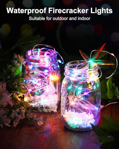 Fairy Lights Battery Operated, Twinkle String Lights Waterproof Silver Wire 5 Feet 60 Led Firecracker Starry Lights for DIY Wreath Home Wedding Party Bedroom Mason Jar Holiday Christmas, Multicolor - color: Multicolor
