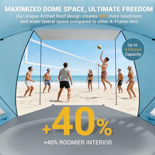 Elegear Beach Tent Sun Shelter with Canopy, CumbreX™ 4-6 Person Pop Up Beach Tent, Easy Setup UPF 50+ UV Protection Portable Lightweight Waterproof Cooler Family Beach Cabana Sun Shade Shelter - Blue - color: Blue