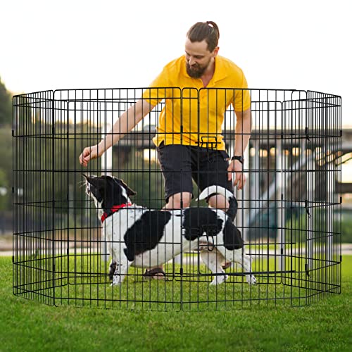 Pet Playpen Dog Pen Foldable Dog Exercise Fence 8 Panels 36 Inch Kennels Pet Playpen Options Ideal for Pet Medium Animals Outdoor Indoor - style: 24'' x 36'' x 8PCS