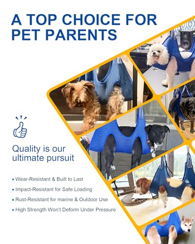 Adjustable Foldable Dog Grooming Arm with Clamp, 26–40 in Height, Safety Hammock & No-Sit Holders, Grooming Restraint for Small & Medium Dogs