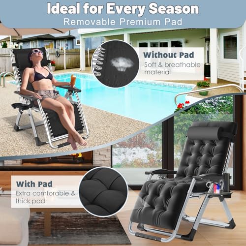 Slsy Zero Gravity Chair, Reclining Lounge Chair with Removable Cushion & Tray for Indoor and Outdoor, Patio Recliner Folding Reclining Chair - color: Truffle, style: Zero Gravity Chair