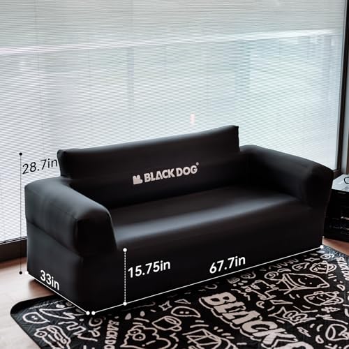 BLACKDOG 2-Person Inflatable Camping Sofa with Built-in Rechargeable Pump, 660lbs Heavy Duty Air Couch, Portable 300D Oxford Fabric Blow Up Loveseat for Outdoors, Backyard, Beach & Indoor Lounge
