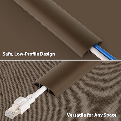 ZhiYo 3.6ft Cord Covers for Wires on Floor, Cord Hider Floor Hide Extension Cords, Soft PVC Cable Cover Cable Protector, Wire Cavity W0.62in H0.31in, Vintage Coffee - color: Coffee Brown, size: 1.6'' W X 3.6' L
