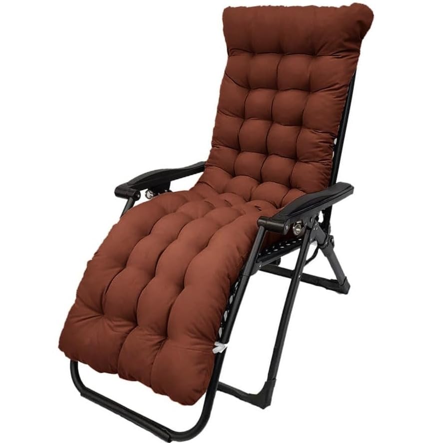 Patio Chaise Lounger Cushion， Rocking Chair Sofa Cushion with 6 Ties， Thick Padded Swing Bench Cushion， Zero Gravity Chair Cushion61x19x3in (Dark Coffee) - color: Dark Coffee
