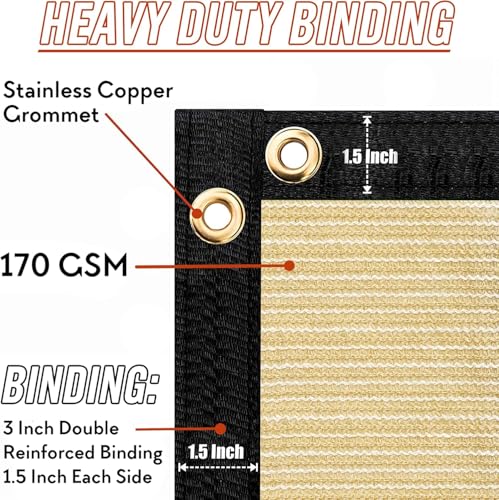 7' x 20' Custom Size Beige Privacy Screen Fence Cover Heavy Duty Fencing Mesh with Zip Tie for Deck, Patio, Backyard, Outdoor Pool, Porch, Railing - We Can Make Custom Sizes